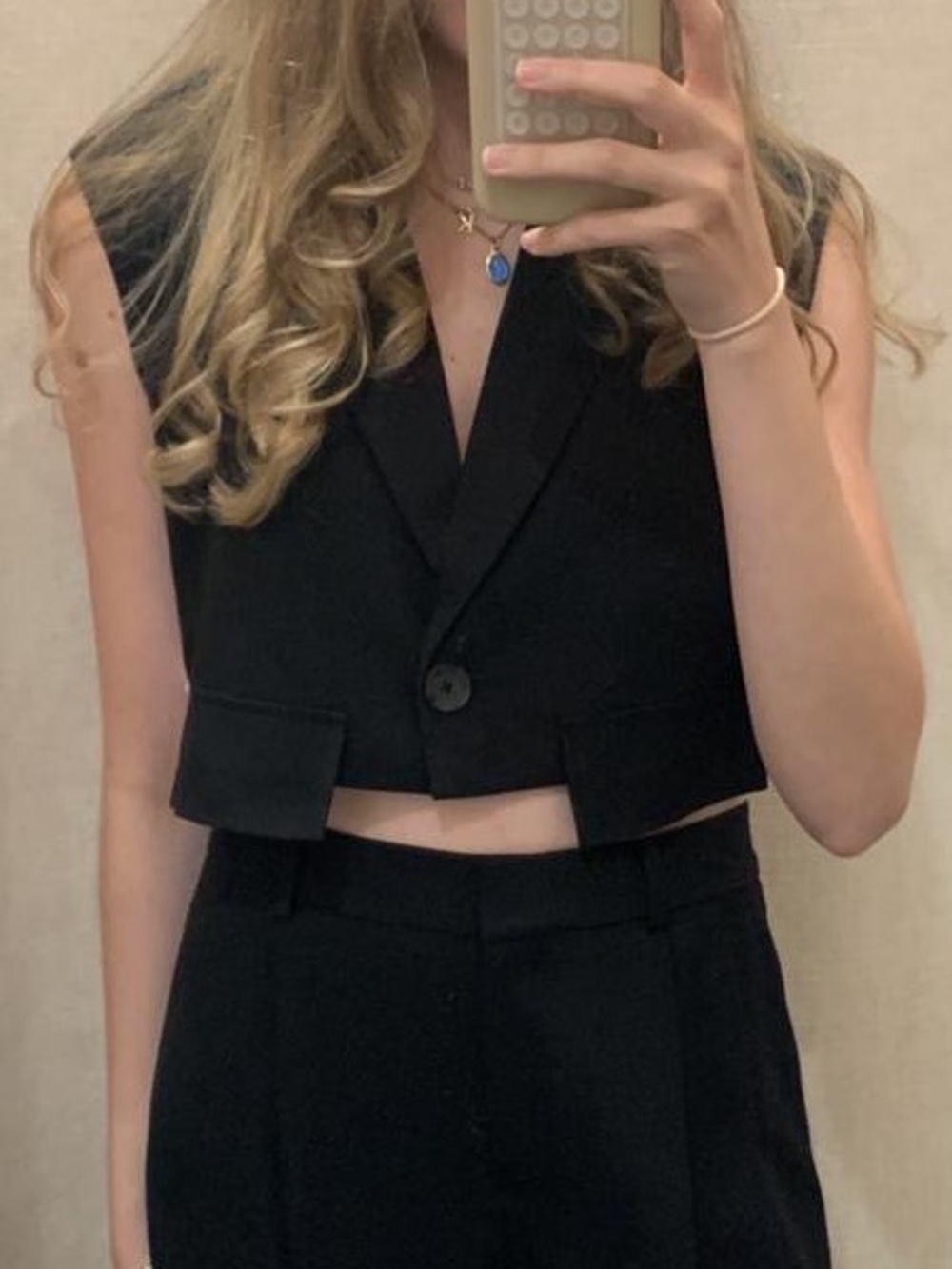 Black Sleeveless Tailored Vest with Notch Lapel